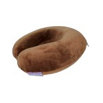 VIAGGI U Shape Round Memory Foam Soft Travel Neck Pillow for Neck Pain Relief Cervical Orthopedic Use Comfortable Neck Rest Pillow - Brown